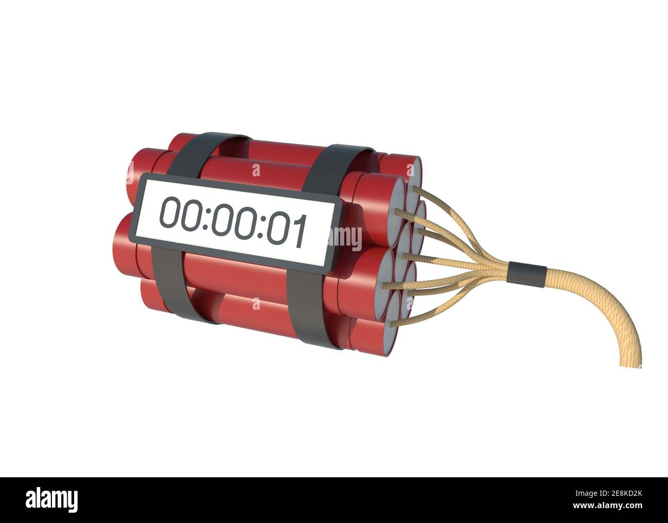 3D Illustration Realistic time bomb with Red dynamite isolated on white background with clipping path Stock Photo