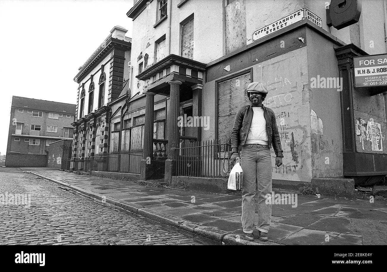 Chris Amoo of the Real Thing  British Black Soul group in in Toxteth Liverpool 8 in 1977 Stock Photo