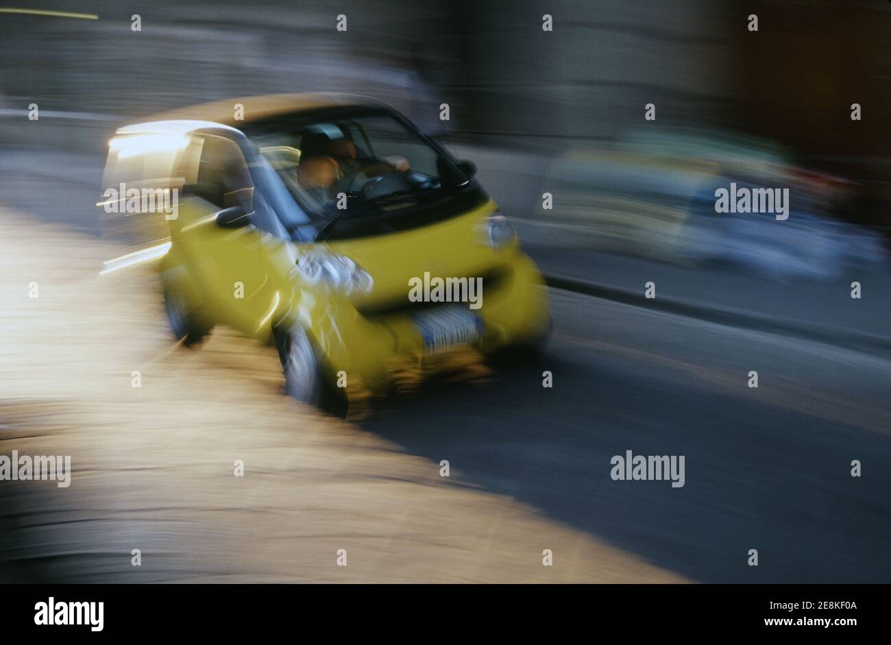 Florence, Italy Smart Car In Motion Stock Photo