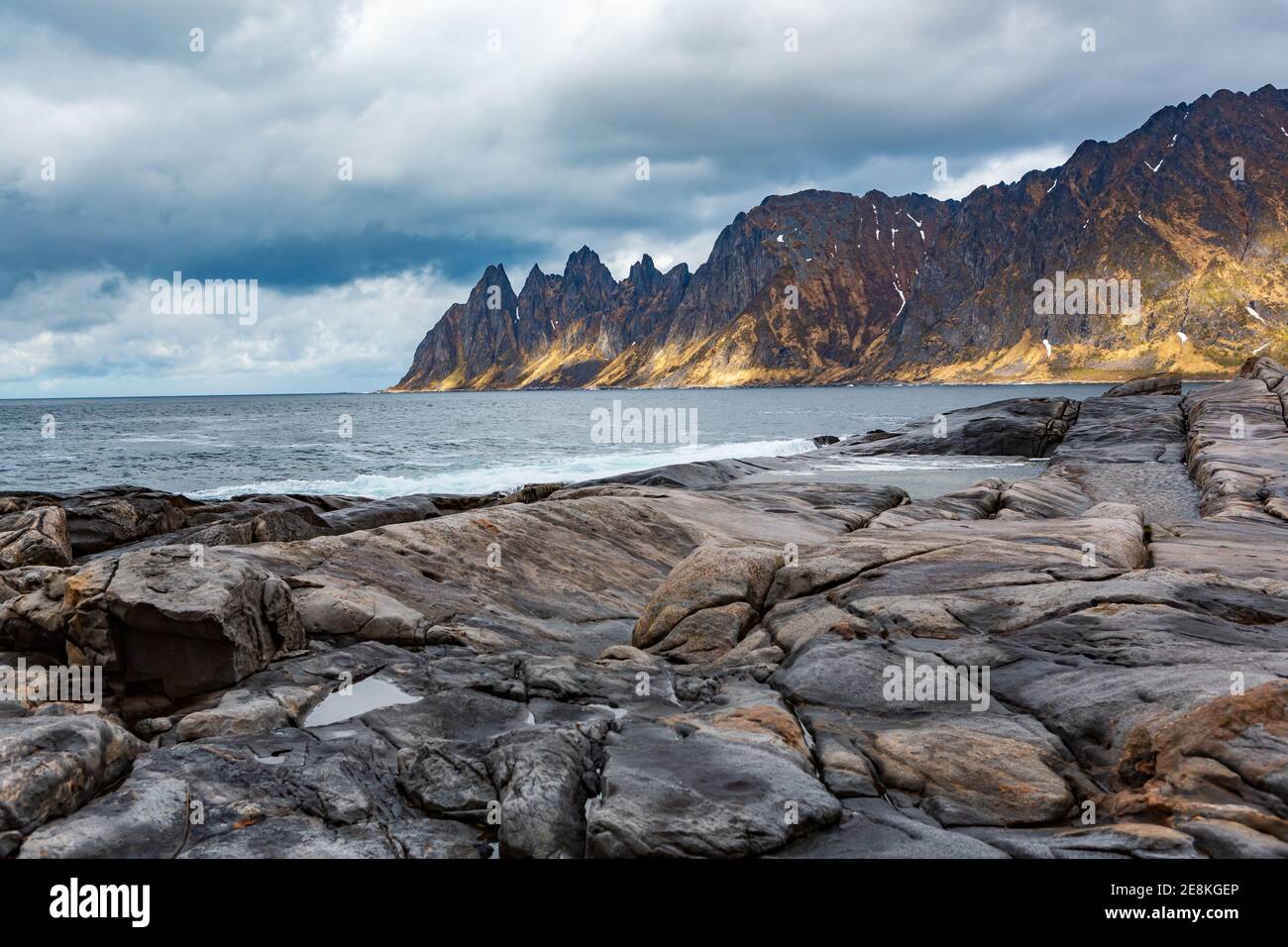 The landscape view of Senja Island from Tungeneset picnic in Norway ...