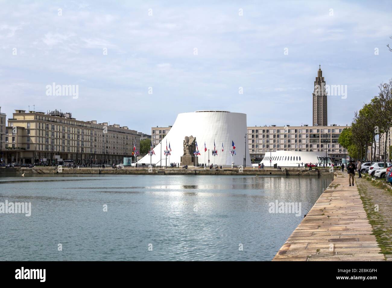 Le Havre, France : Le Volcan, a cultural complex comprising a concert hall and a library. Le Havre was rebuilt after being completely destroyed in Wor Stock Photo