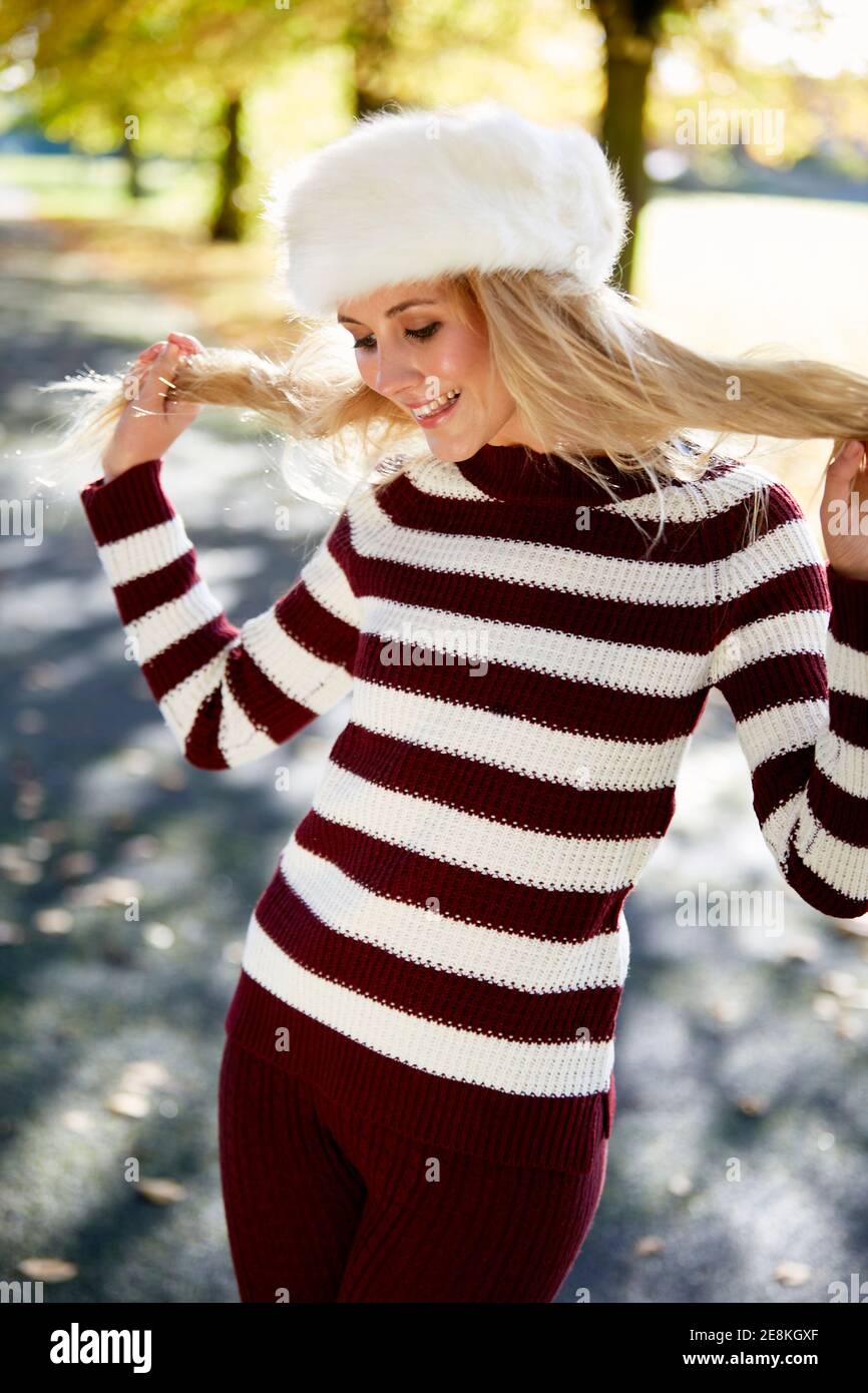 Beautiful blonde woman outdoors hi-res stock photography and images - Alamy
