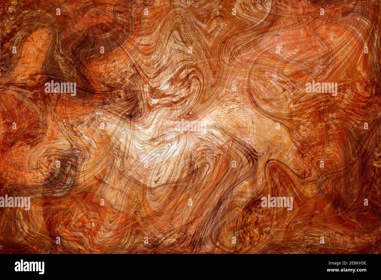 Orange brown fluid illustration. Digital marbling card. Abstract amber fluid art background. Marble textile print or paper cover. Jasper stone station Stock Photo