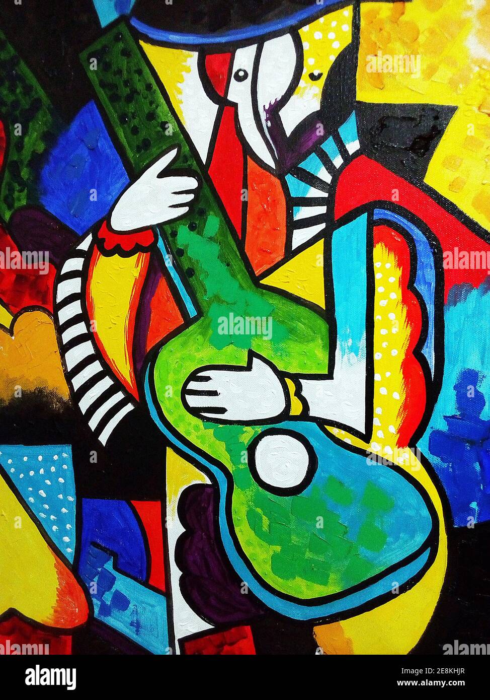 art oil painting Abstract Triangle Curve Square , music , guitar ...