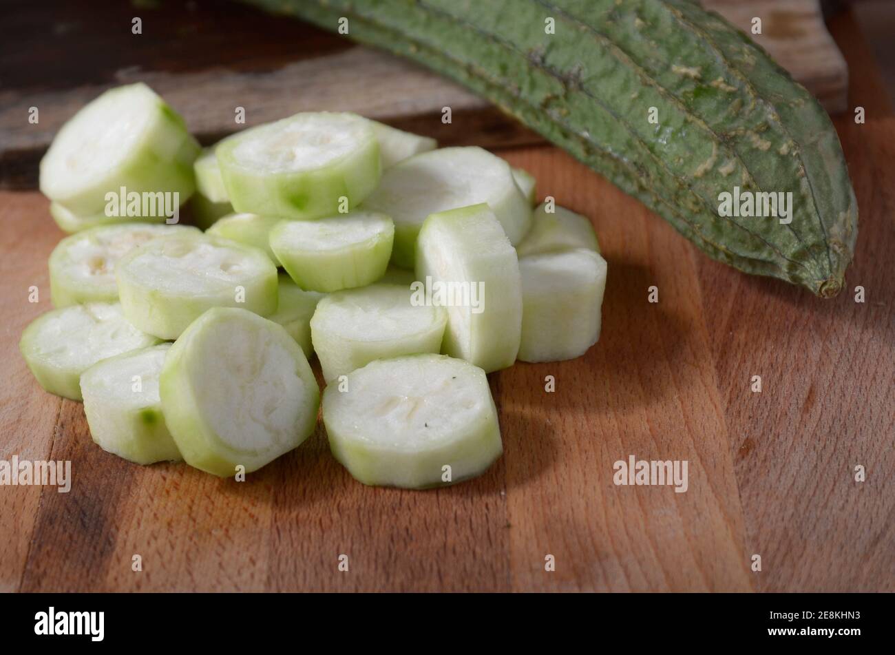 Vegetable know as Oyong, Gambas,  Luffa Squash, Luffa acutangula. Lot of vitamin and viber Stock Photo