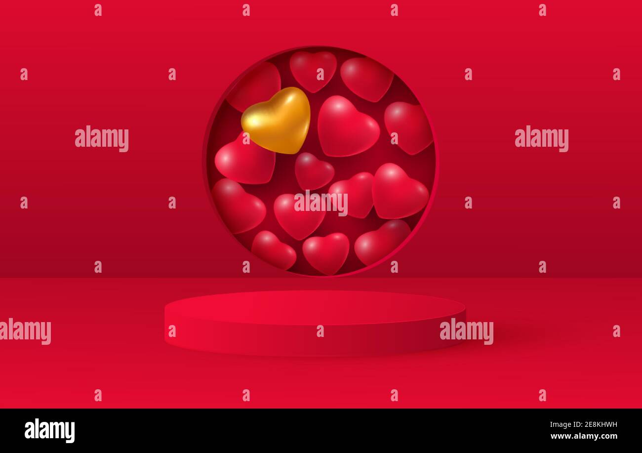 3d render of love valentine stages background or texture. Bright red ...