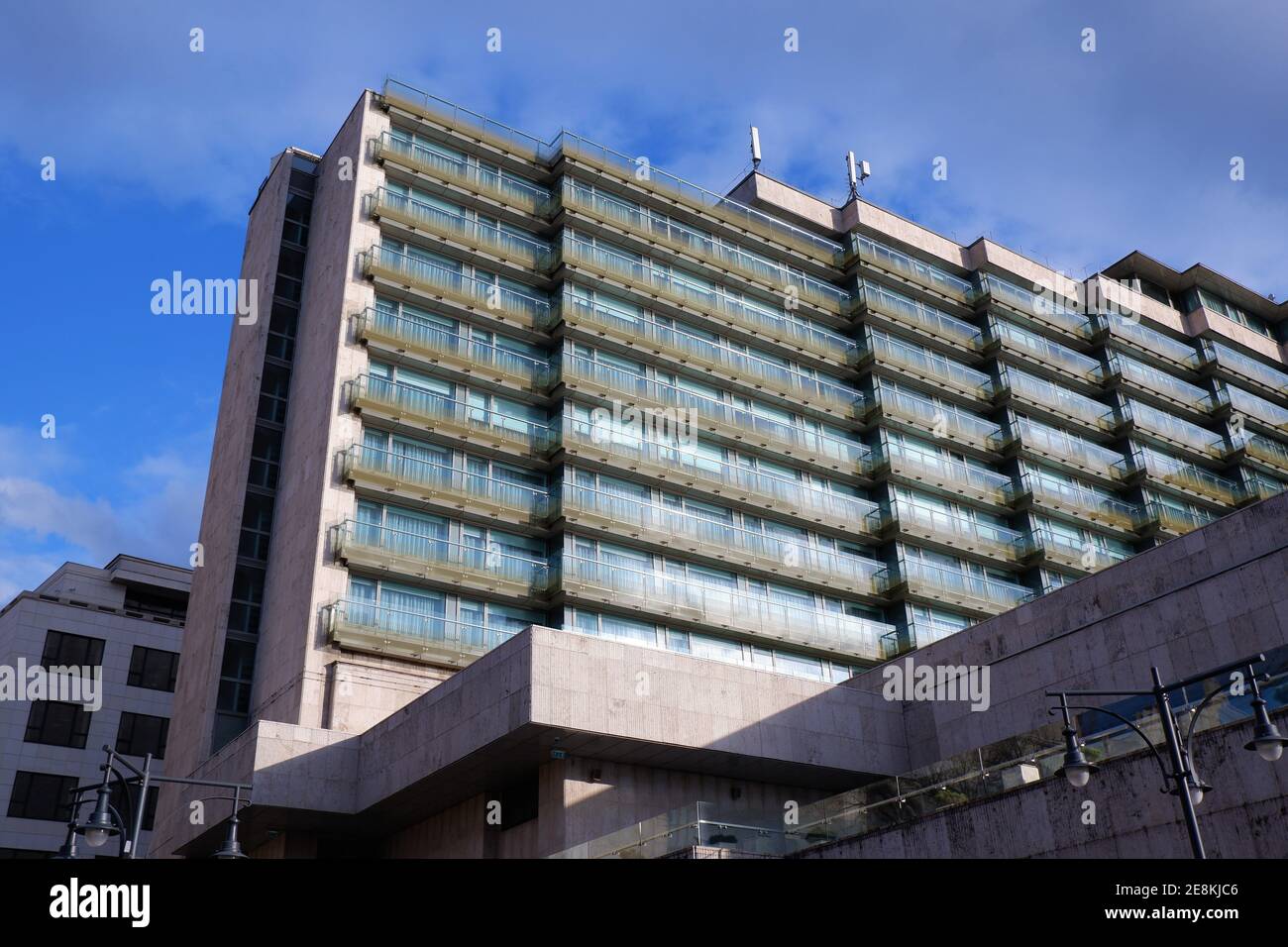 Budapest, Hungary - January 15, 2021: View of the old retro socialist style Intercontinental hotel in Budapest downtown Stock Photo