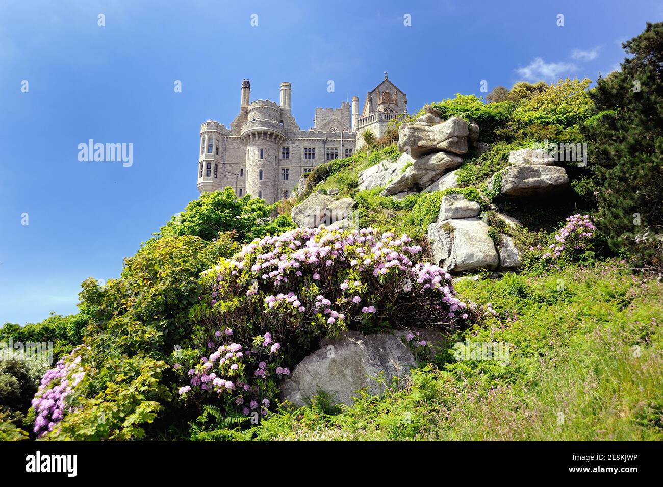 The steep garden at St Michaels Mount, Cornwall Stock Photo