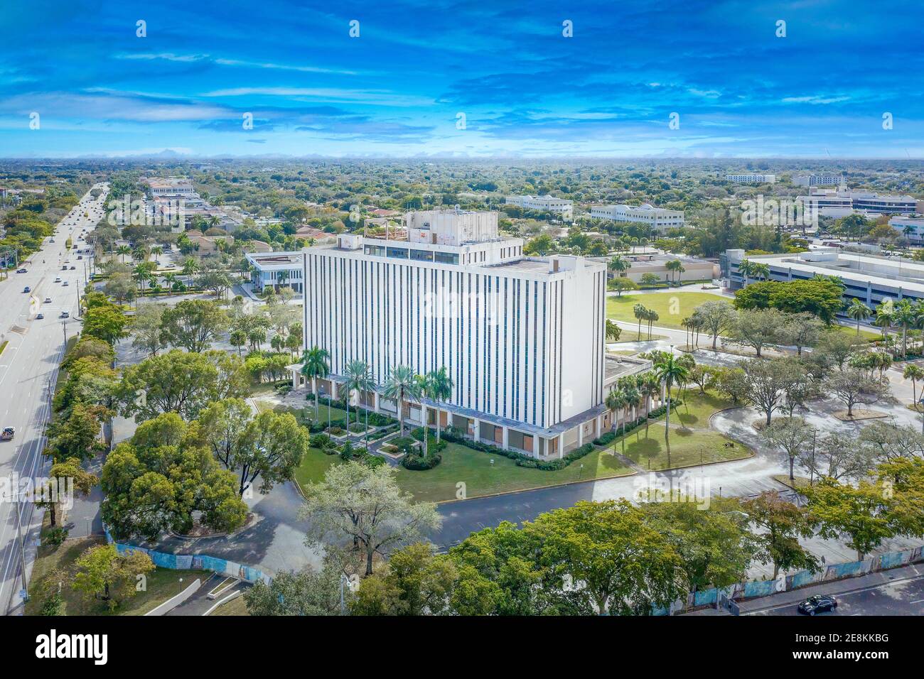 The Coral Springs Financial Center in Coral Springs was an important piece of the city's history. It was torn down to make room for shops & apartments. Stock Photo