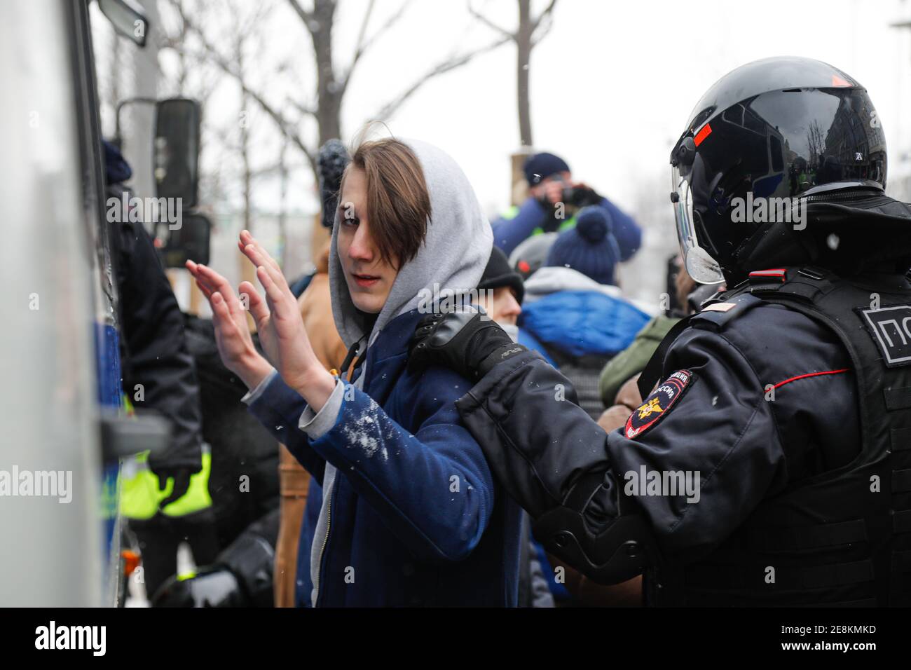 Moscow, Russia. 31th January, 2021. Protests in the capital of Russia ...