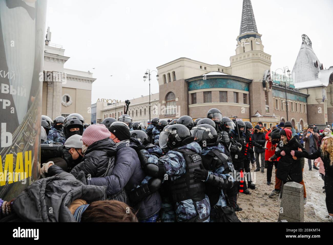 Moscow, Russia. 31th January, 2021. Protests in the capital of Russia ...