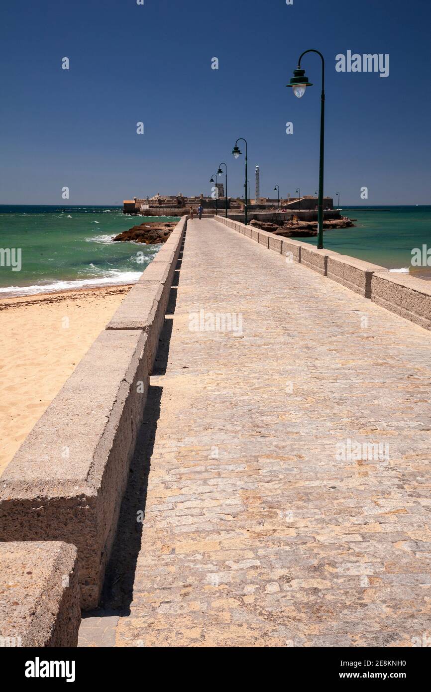 Breakwater and promenade, Cadiz, Spain Stock Photo