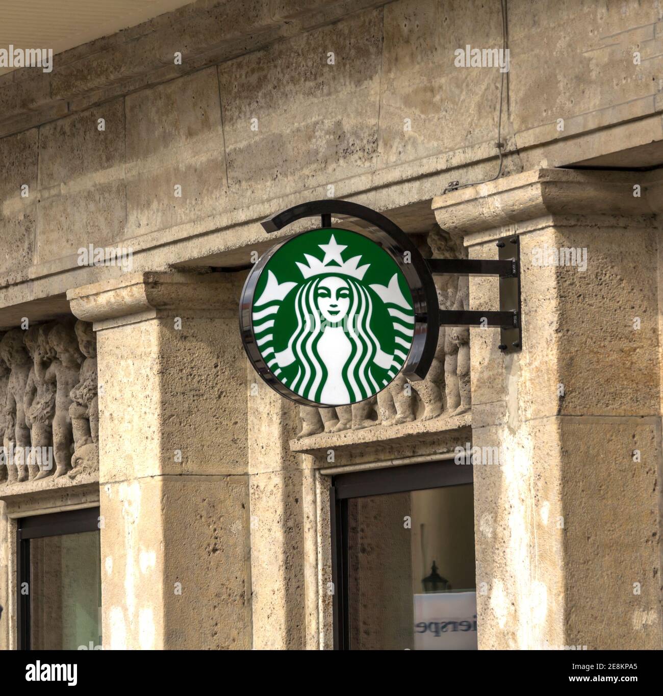 Augsburg, Germany Sign Starbucks Coffee. Starbucks Coffee is the