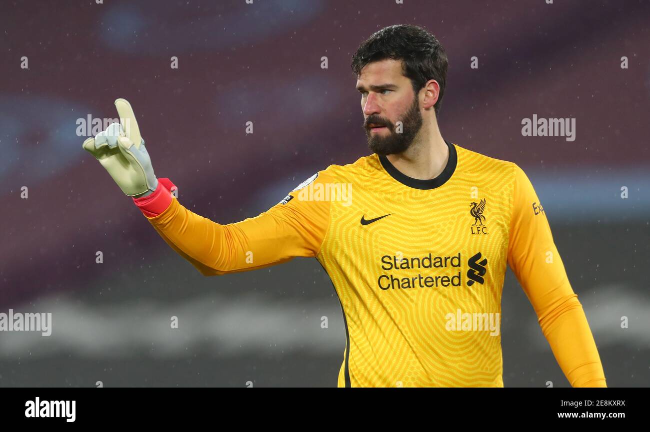 Liverpool goalkeeper Alisson during the Premier League match at the ...