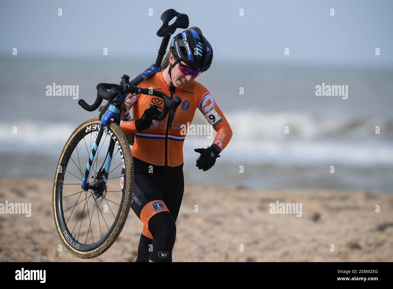 Dutch Shirin Van Anrooij pictured in action during the women's U23 race at the UCI Cyclocross World Championships, in Oostende, Belgium, Sunday 31 Jan Stock Photo