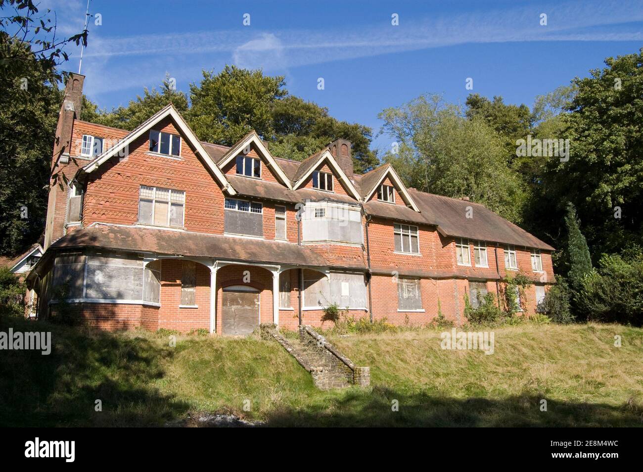 Undershaw, the historic home of Sherlock Holmes author Arthur Conan Doyle in Hindhead, Surrey. The now abandoned building was where he wrote The Hound Stock Photo