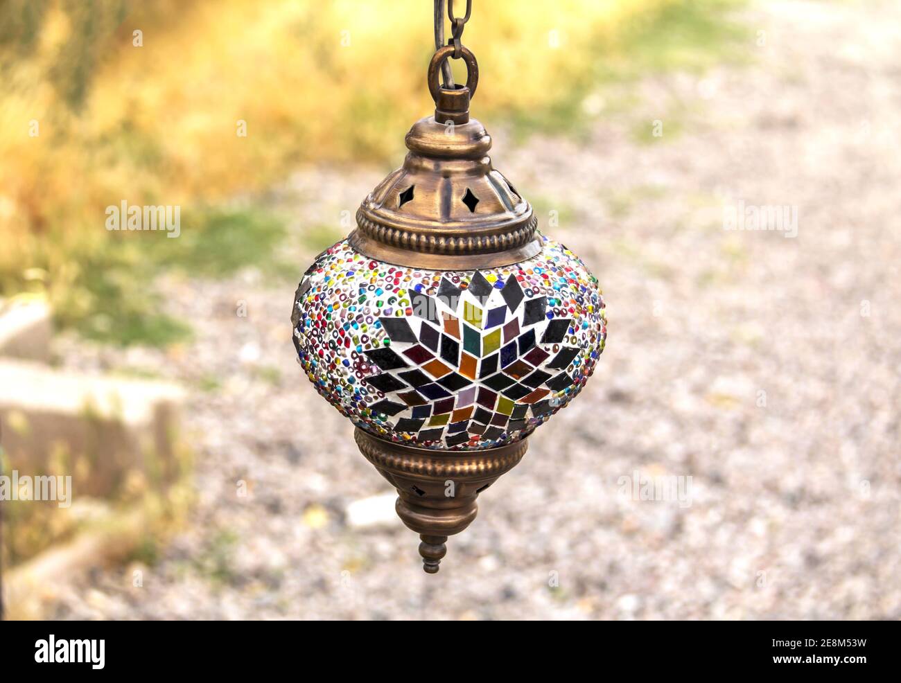 Colourful mosaic vintage turkish lamp as a souvenir Stock Photo