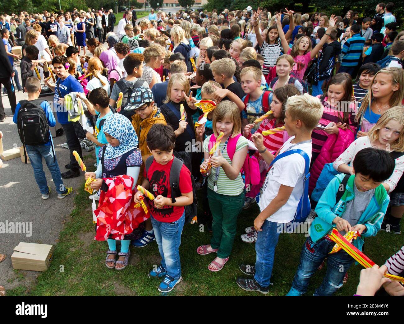 LINKÖPING, SWEDEN- 30 AUGUST 2013:The English school celebrated 10 years. Stock Photo