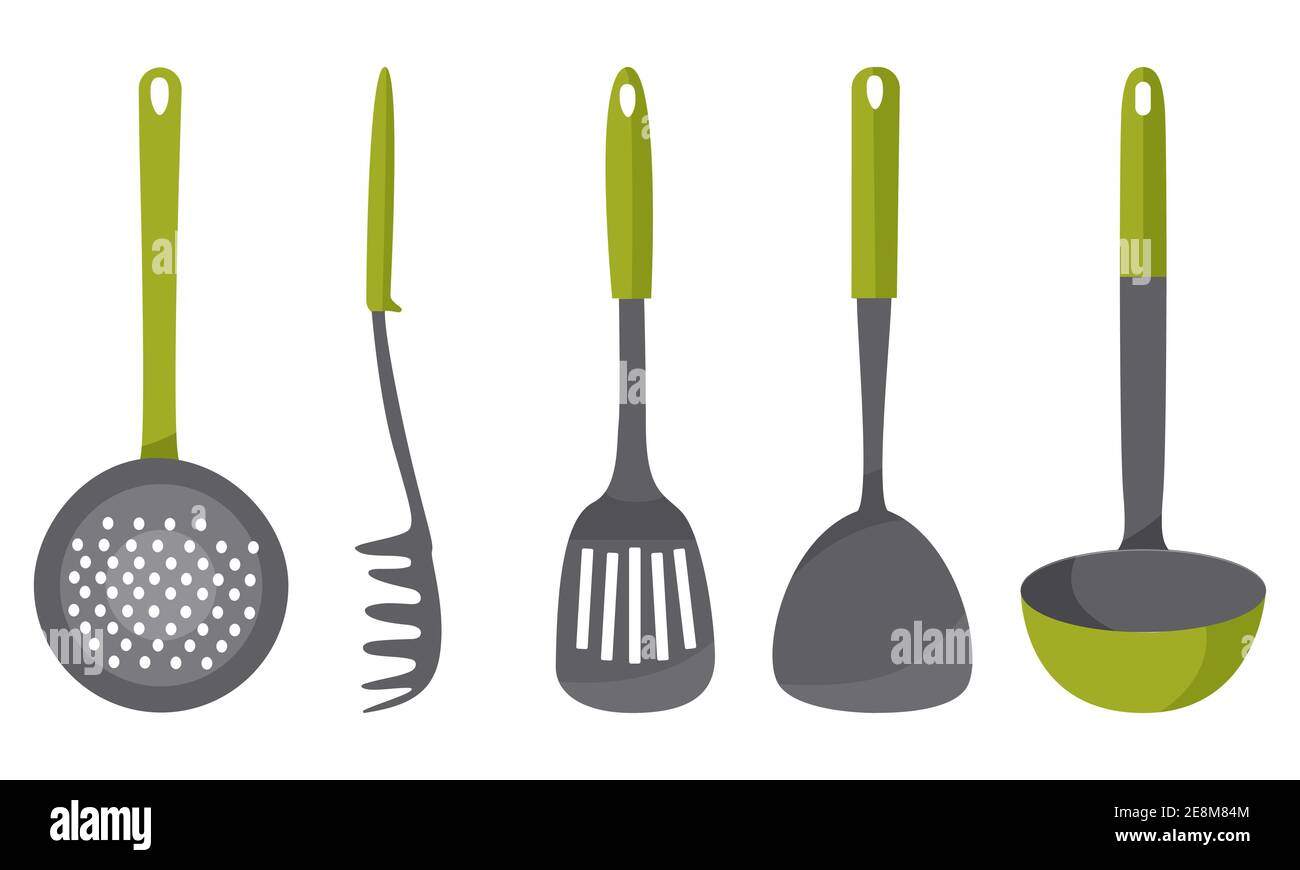 Kitchen utensils isolated on white background. Vector illustration ...