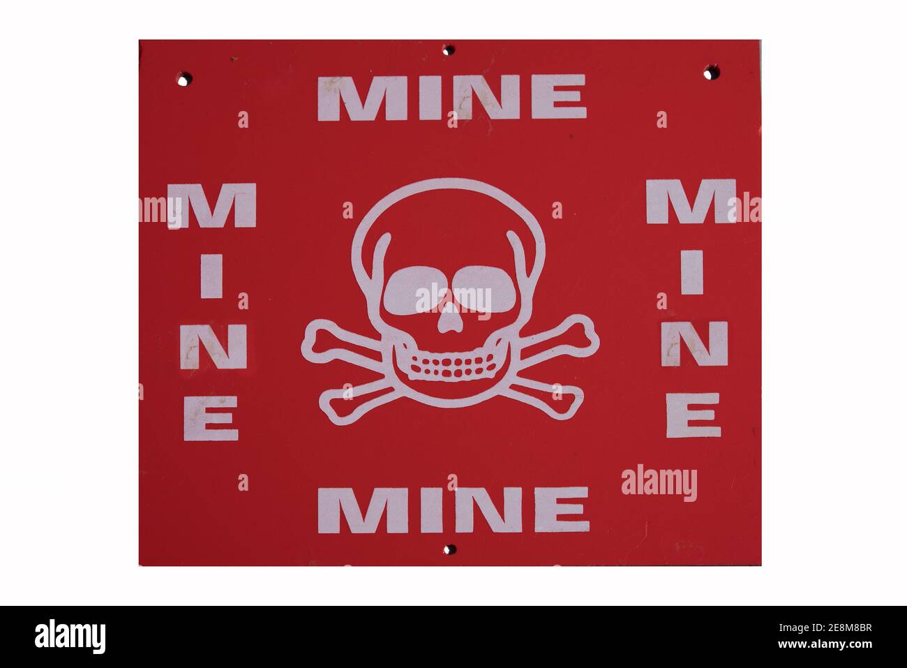Warning sign of mines Stock Photo