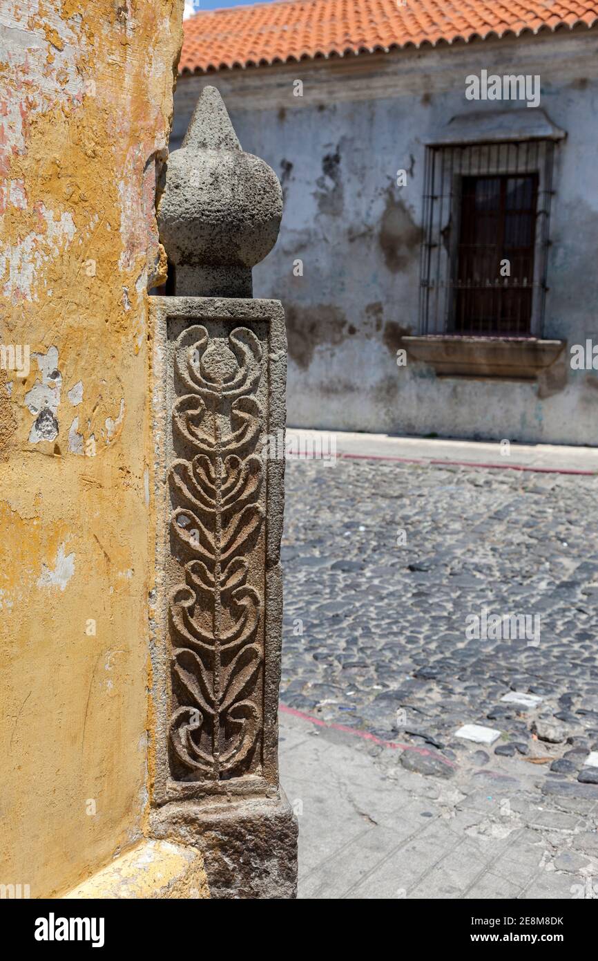 Antigua, Guatemala.  Mororish Influence in Design, Parque de Union. Stock Photo