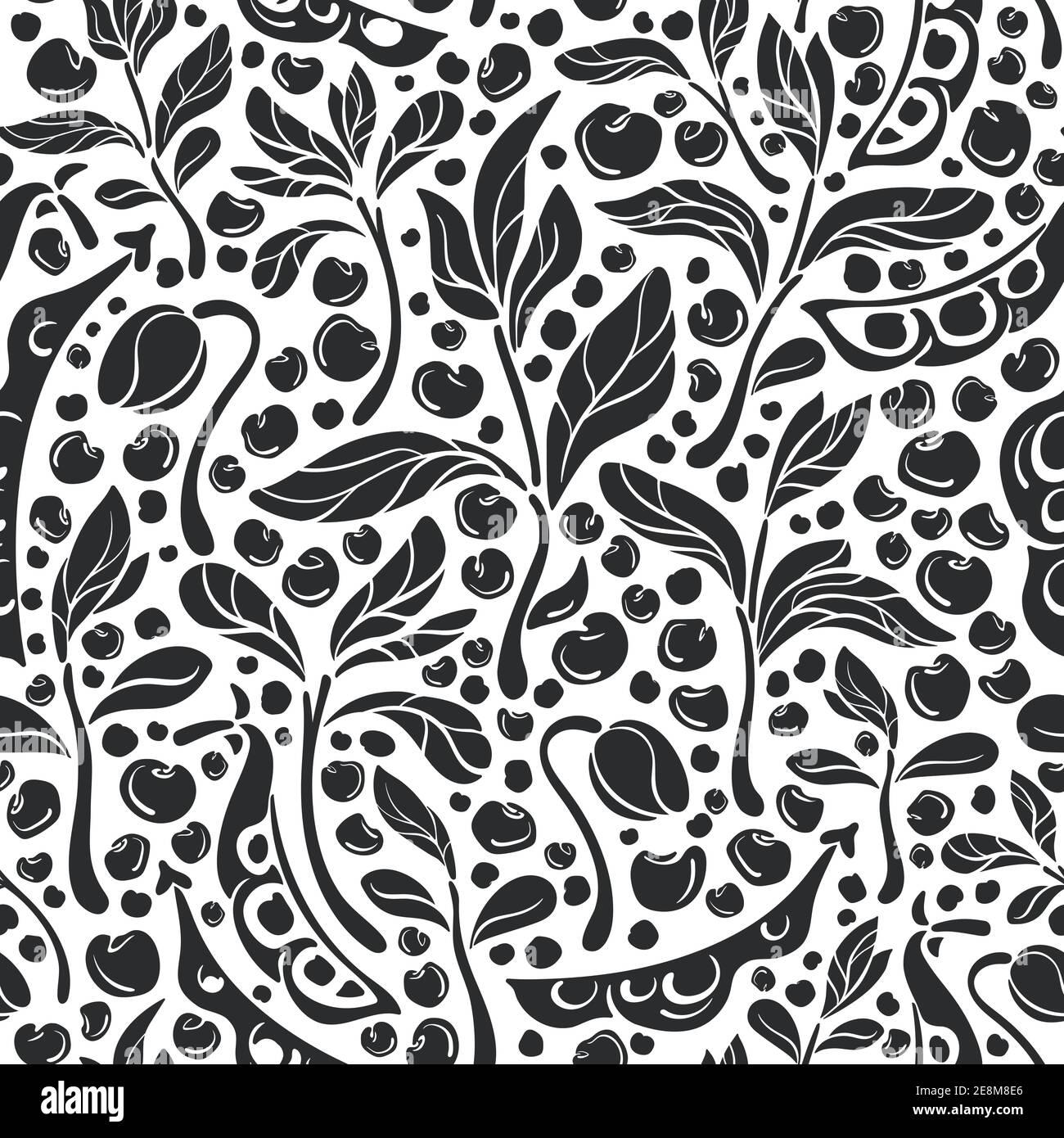 Legumes seamless pattern. Vector pod, bean, sprout, soy, lentils on white background. Natural vegan food. Art graphic illustration. Healthy ingredient Stock Vector