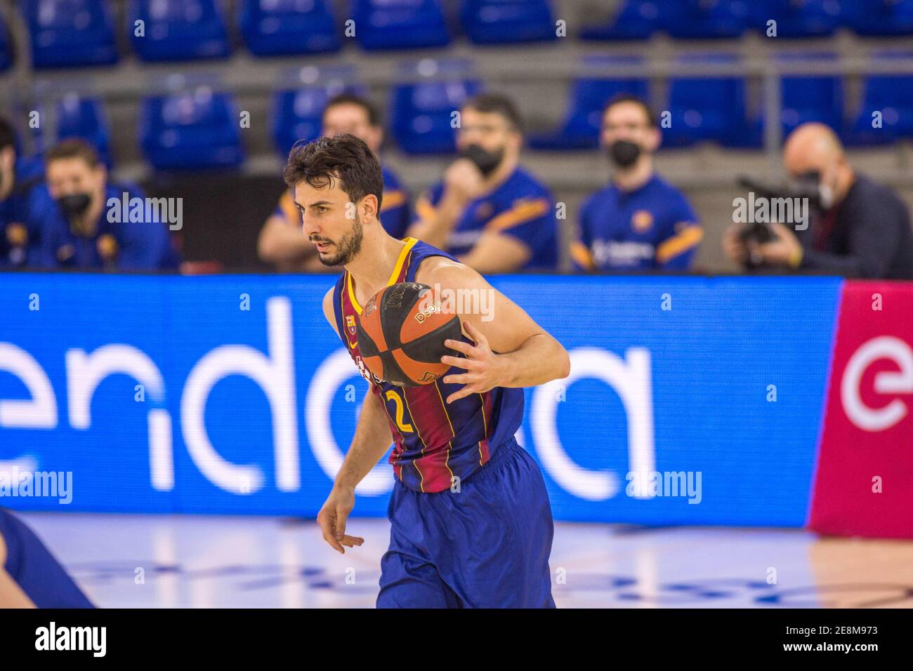 Léo Westermann of Barcelona in action during the Spanish basketball league  (Liga Endesa) Round 22, match between FC Barcelona Bàsquet and Club  Baloncesto Murcia at Palau Blaugrana. (Final score; Barcelona Bàsquet 92:63