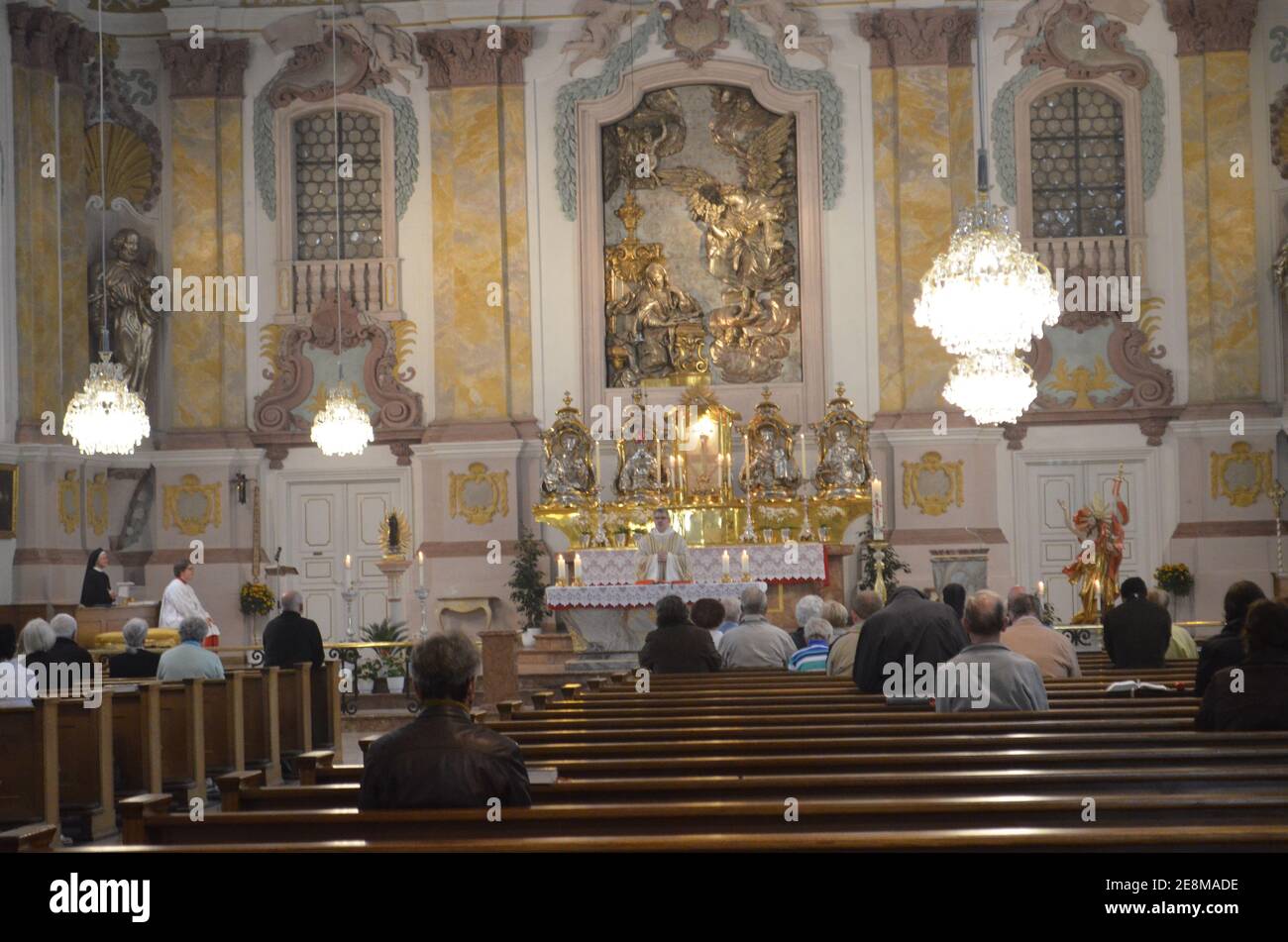 interior of the Bürgersaal Citizen's Hall church in Munich Stock Photo