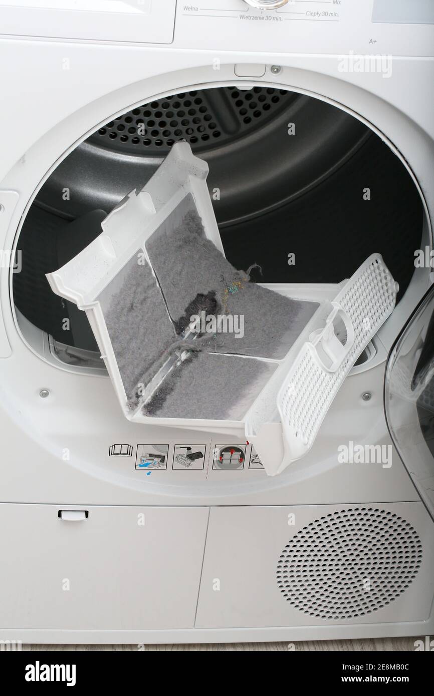 Dirty filter from clothes dryer Stock Photo Alamy