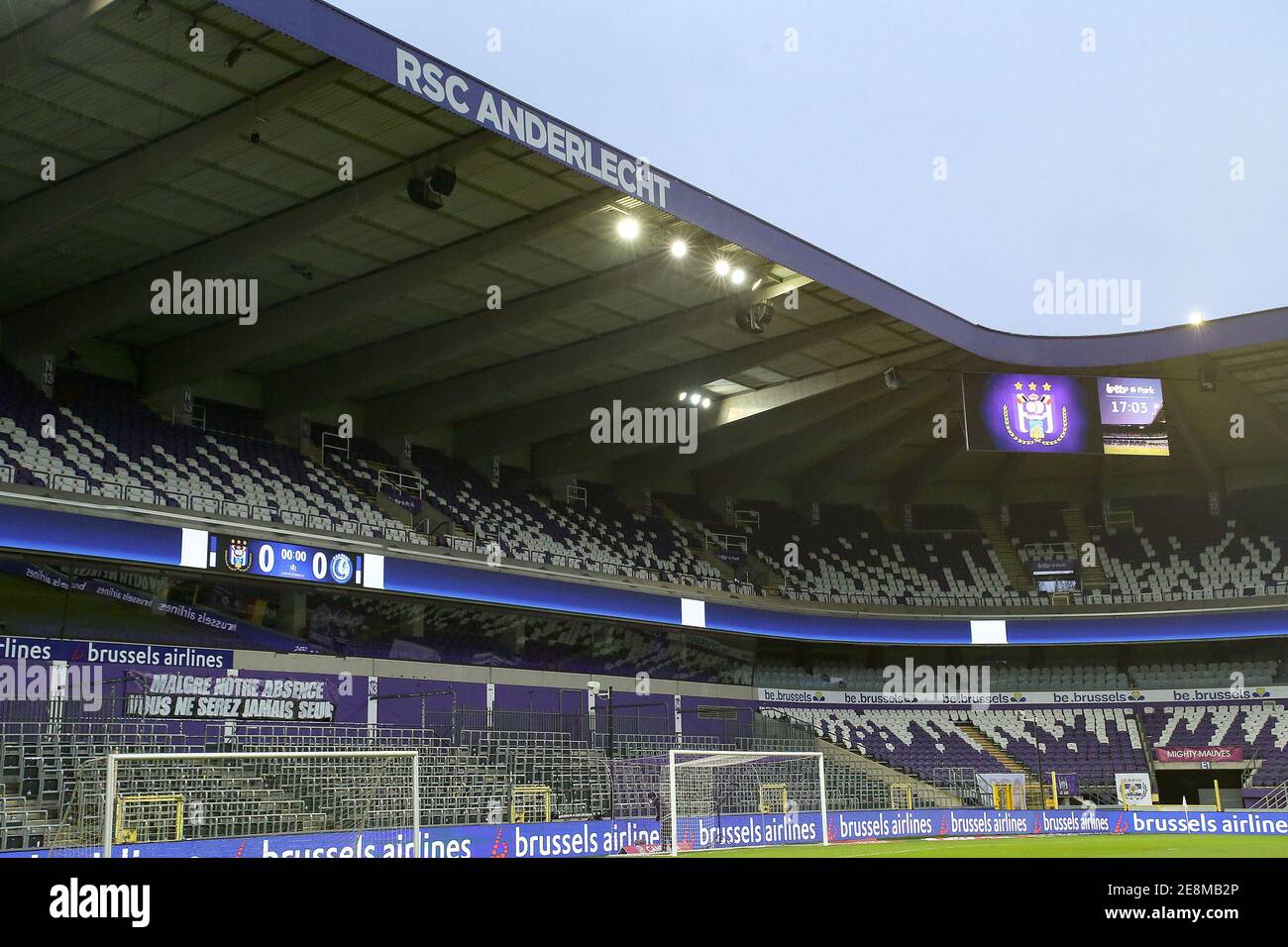 Brussels Belgium January 31 Lotto Park Home Of Rsca Anderlecht During The Pro League Match Between Rsc Anderlecht And Kaa Gent At Lotto Park On January 31 2021 In Brussels Belgium