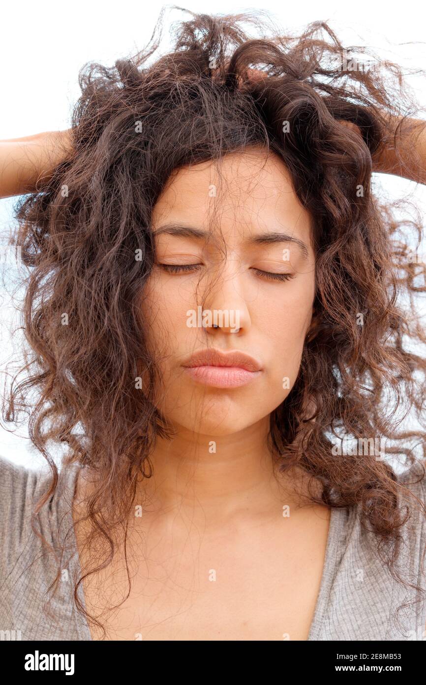 Bad curly hair day young hi-res stock photography and images - Alamy