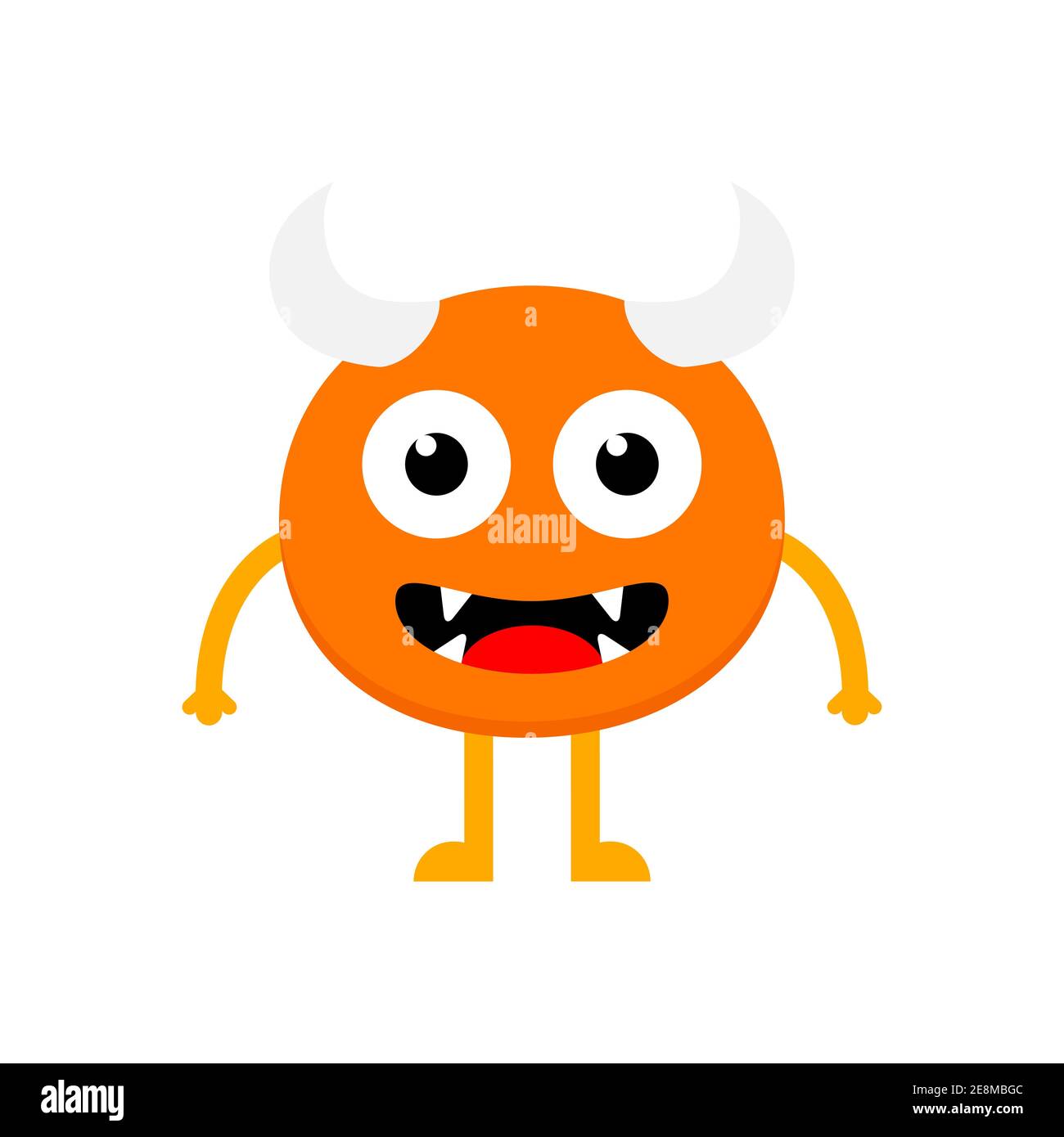 Cute cartoon baby monster with horns. Kawaii scary orange funny baby  character flat icon. Happy Halloween vector illustration isolated on white  backgr Stock Vector Image & Art - Alamy
