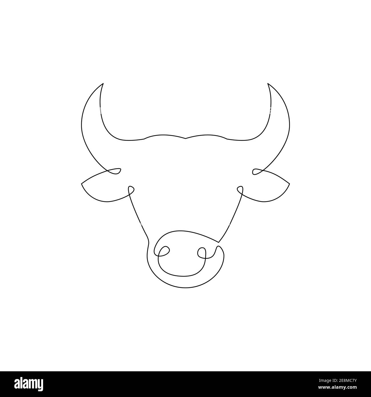 Bull head line icon. Domestic animal linear silhouette isolated on the ...