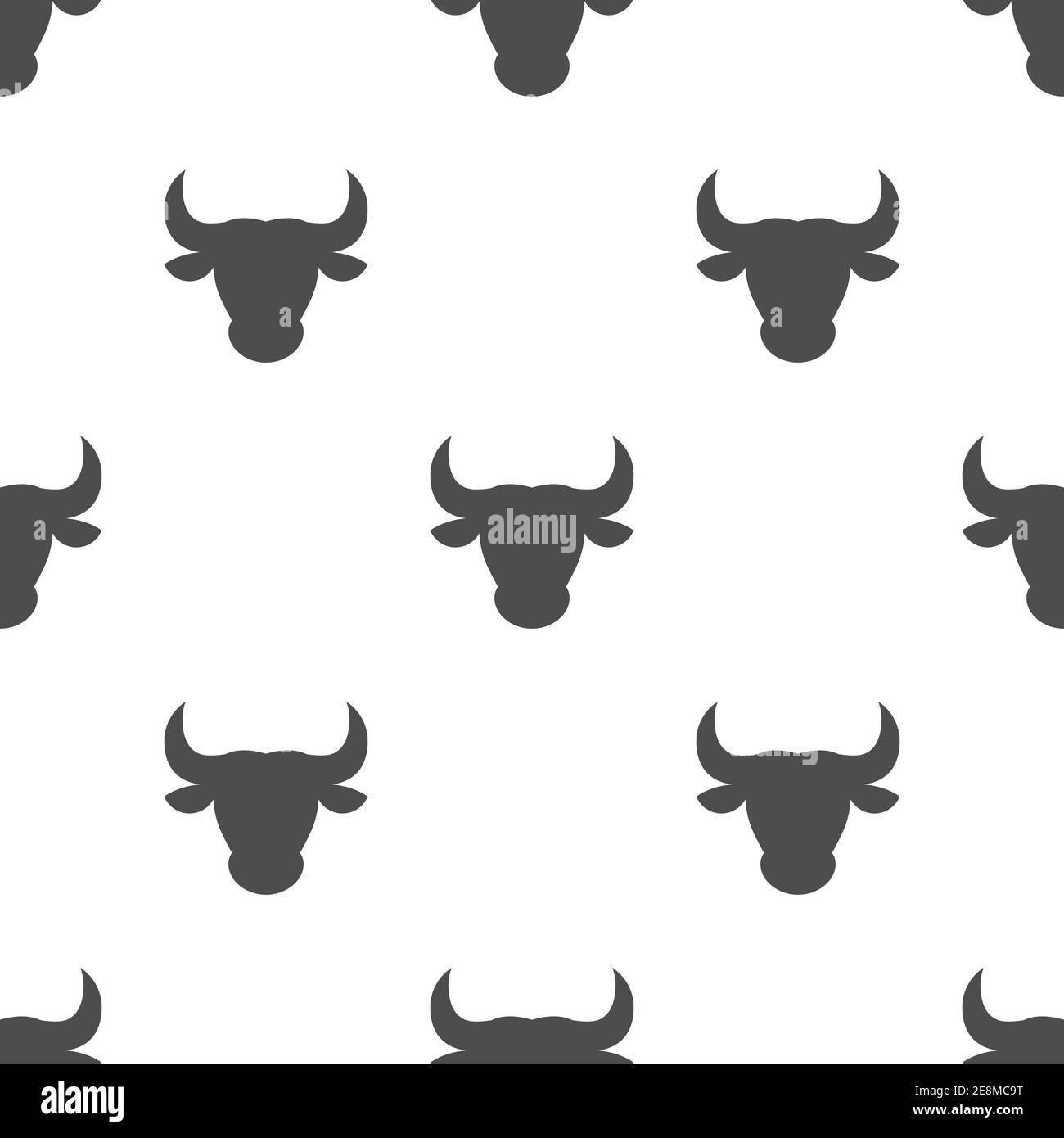 Bull seamless pattern white background. Bull head with horns vector illustration. Texas animal symbol. Stock Vector