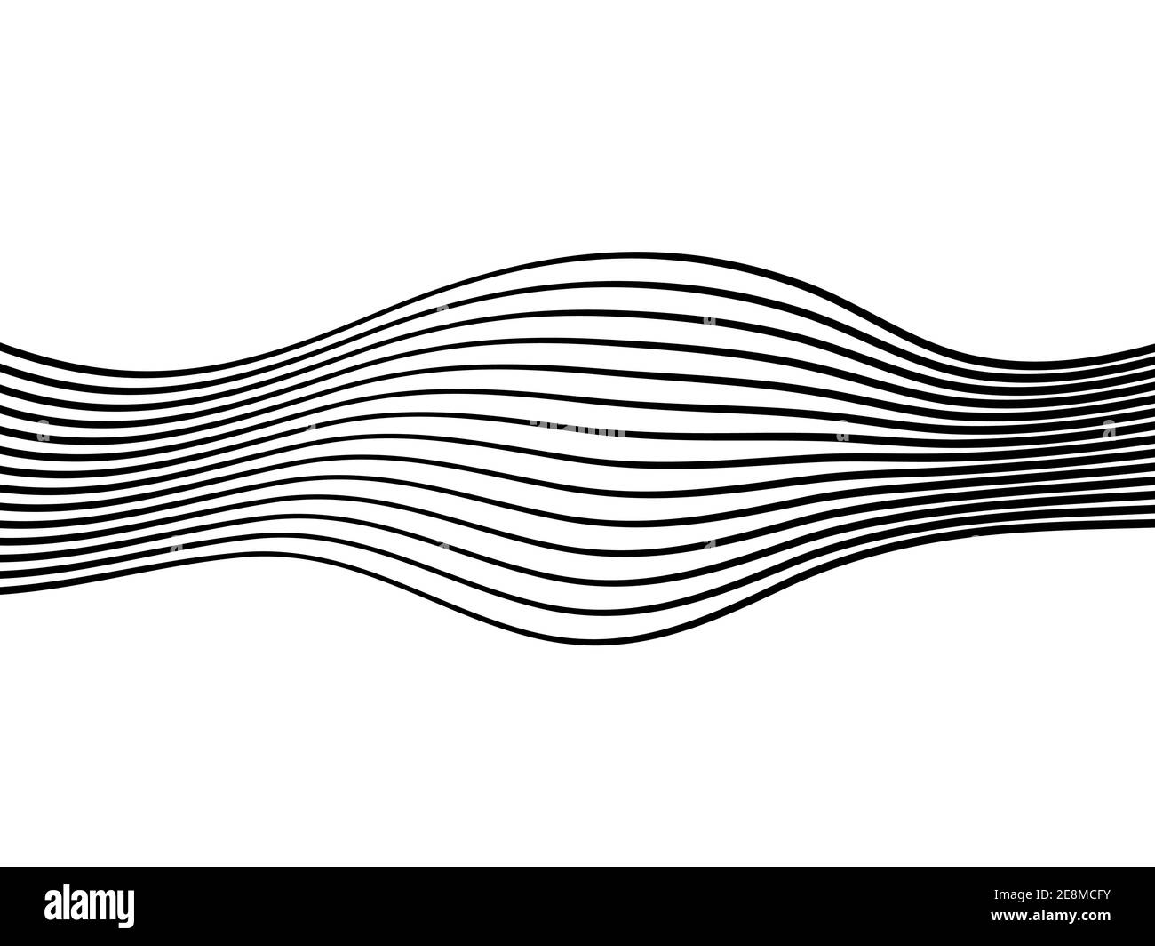 Abstract black wave line element. Art linear vector illustration