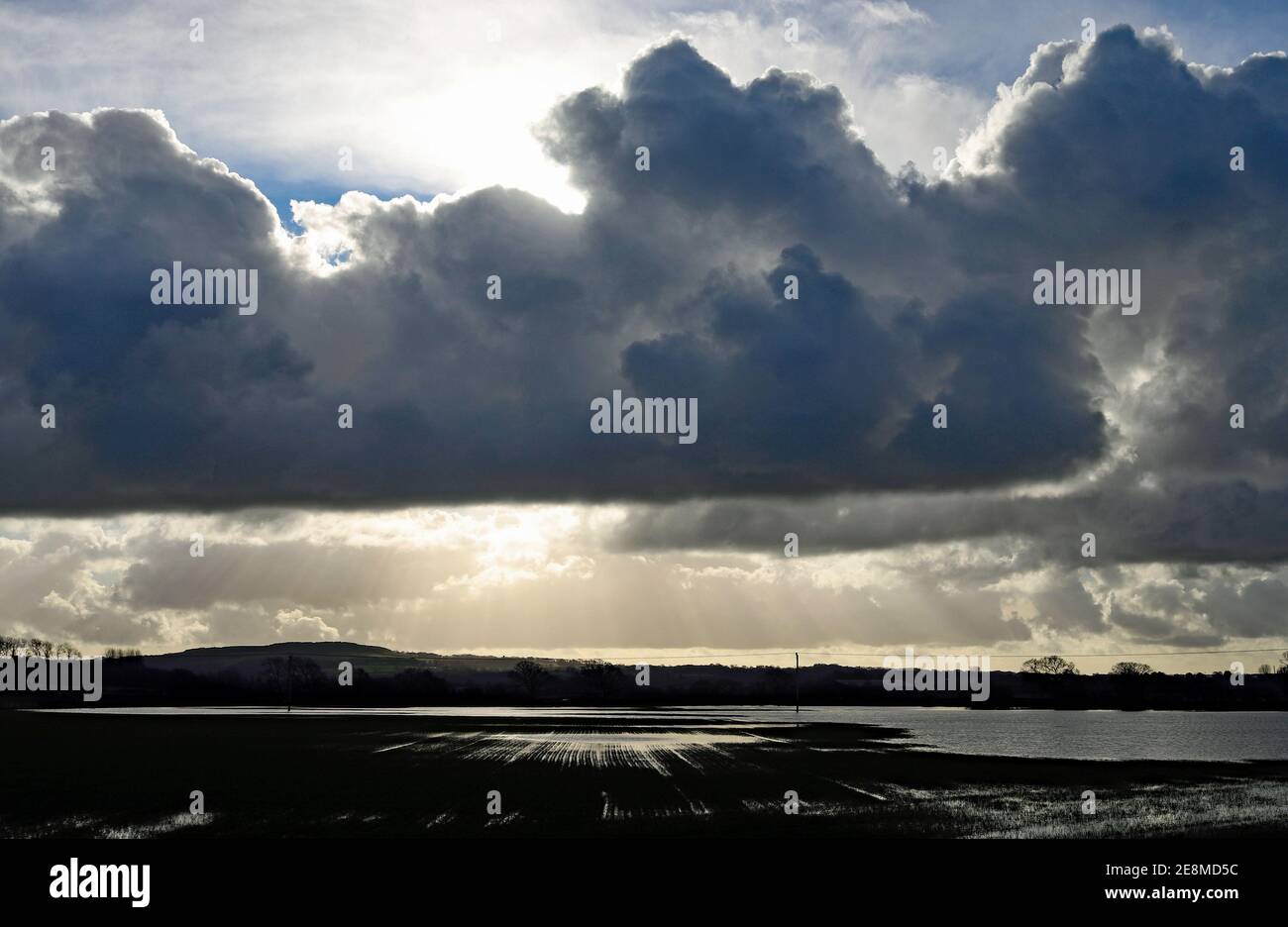 Lancashire agricultural fields off Mains Lane, Burscough have