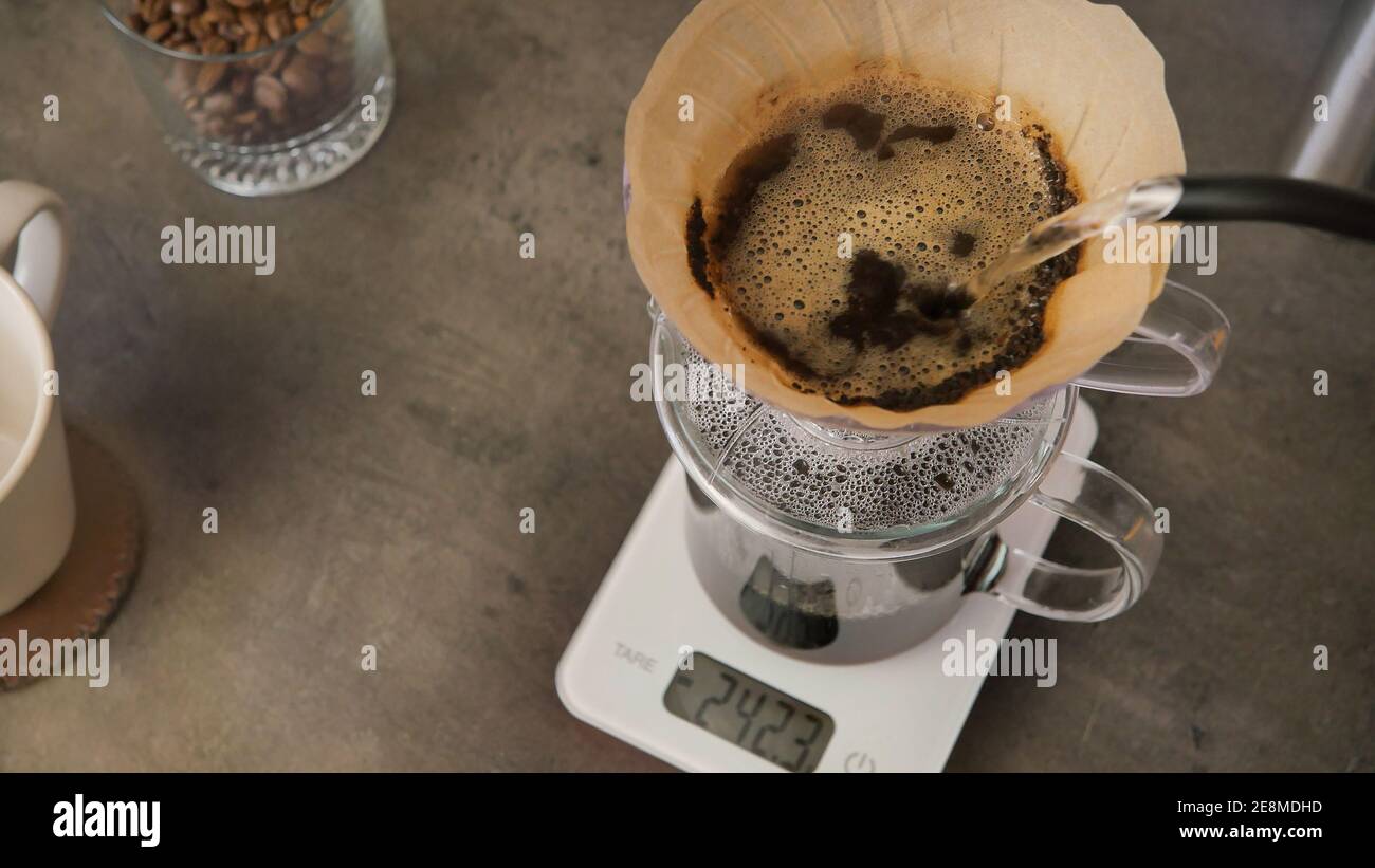 Making a nice cup of filter coffee Stock Photo Alamy