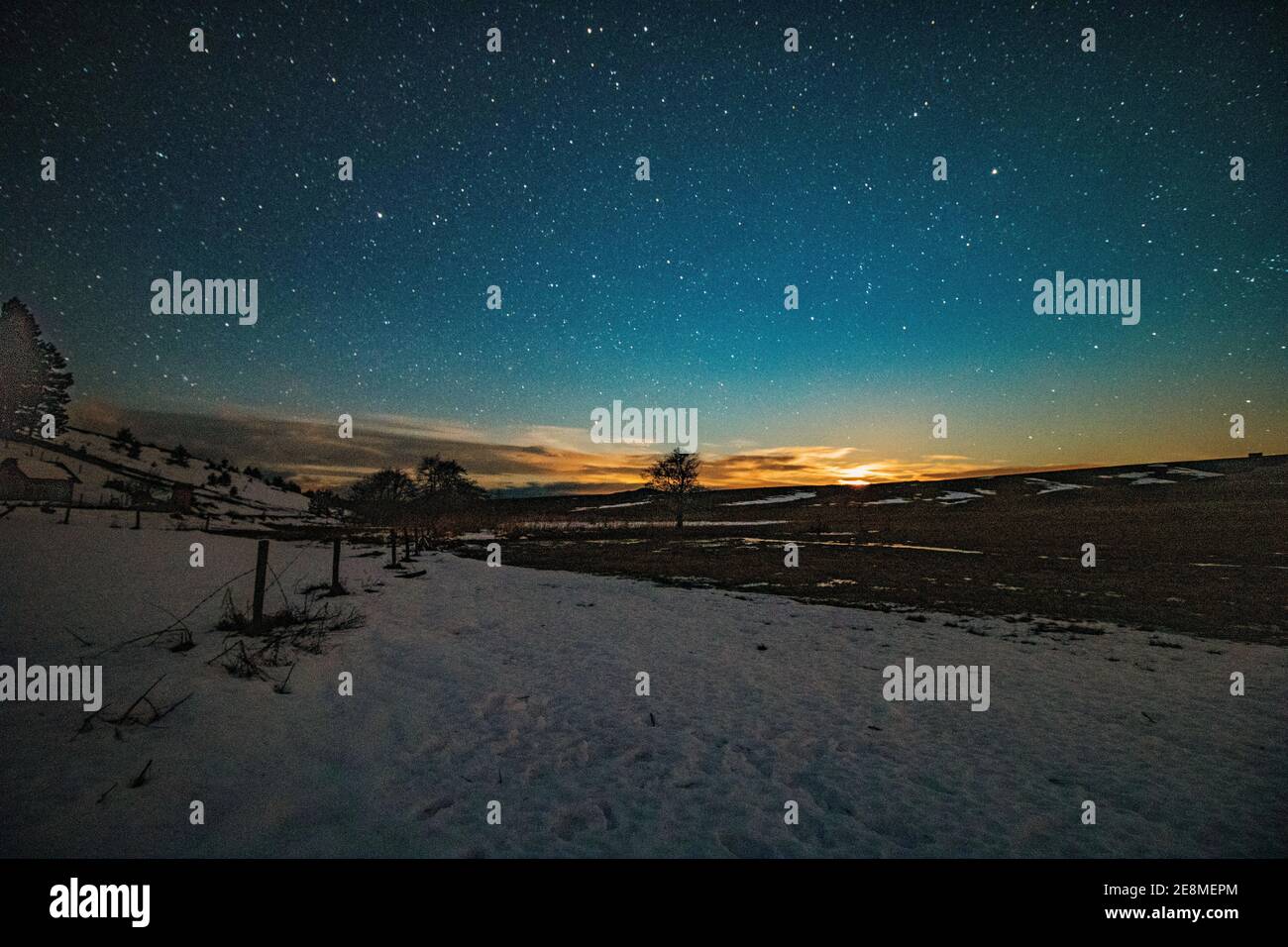 Beautiful night sky on the mountain Stock Photo