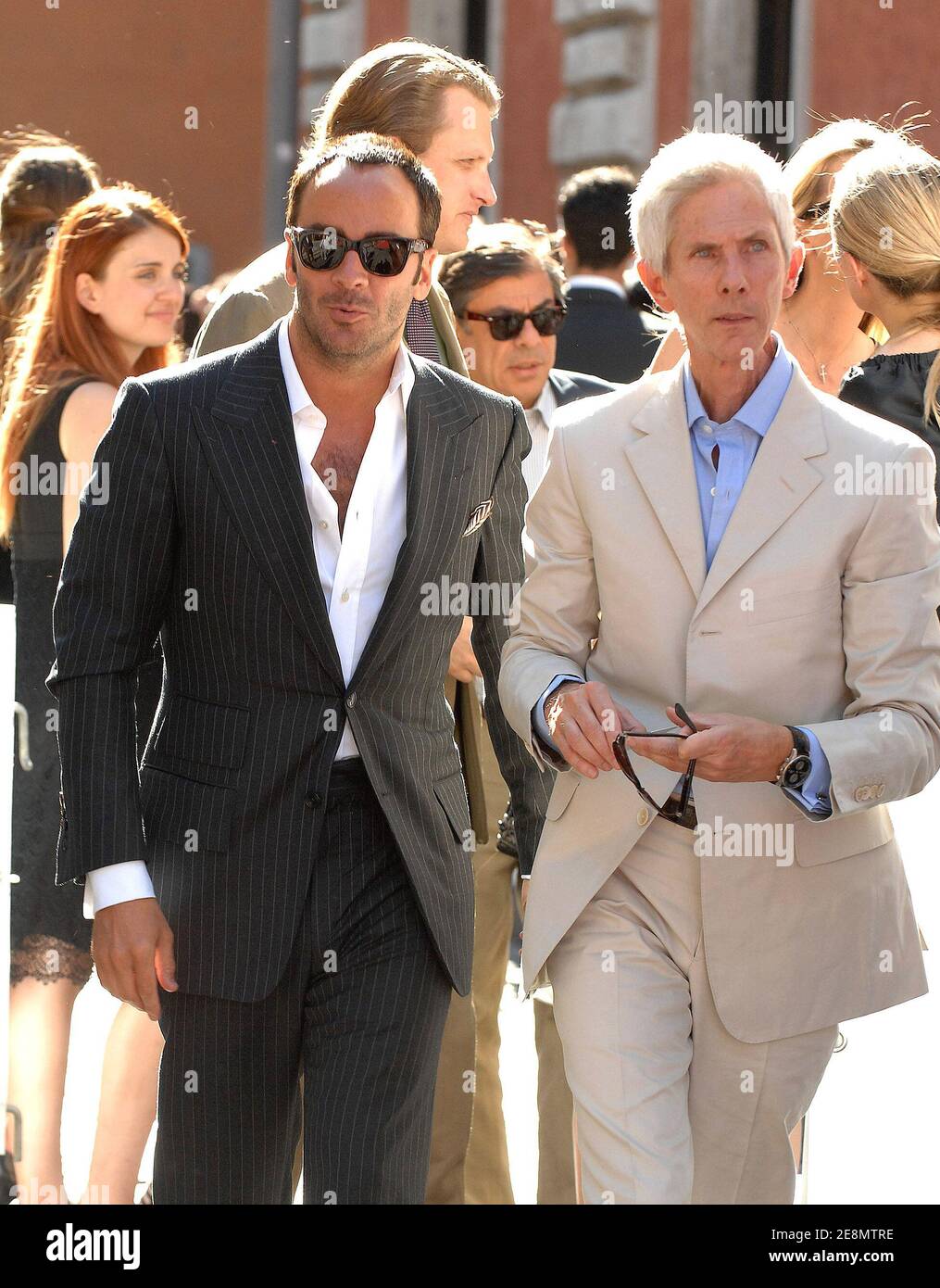 Tom Ford (L) and Richard Buckley arriving for the Valentino 2007-2008 Fall  Winter Haute Couture collection show, as part of the Valentino fashion  house's 45th anniversary celebrations, held at 1 Via Santo