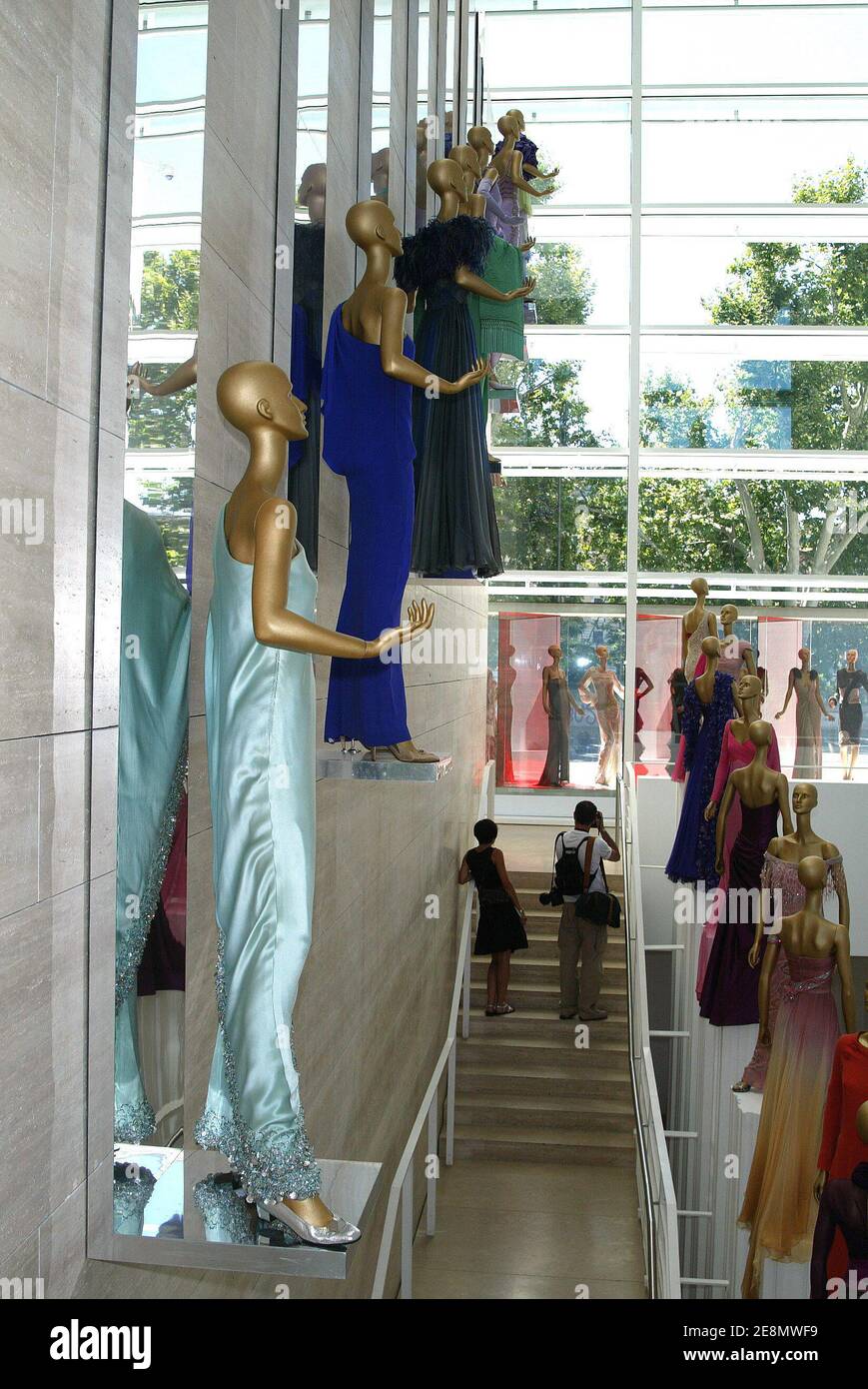 Valentino creations are displayed at the Valentino's 45 Years of Fashion  exhibition celebrating the 45th Anniversary of the Valentino fashion house,  at the Ara Pacis Museum in Rome, Italy on July 6,