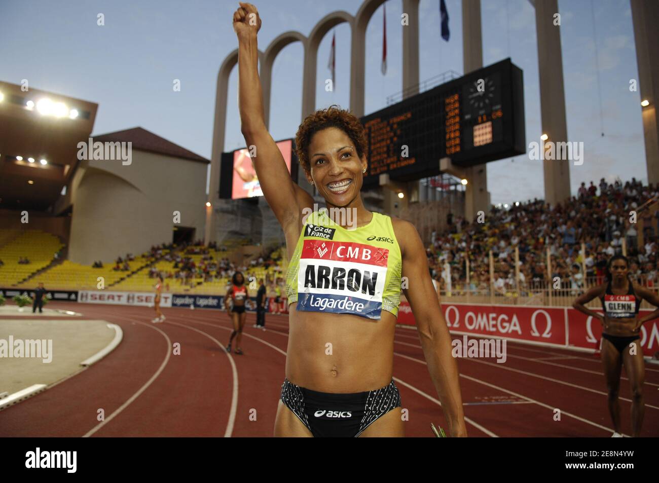 France's Christine Arron competes on women's 100 meters during the