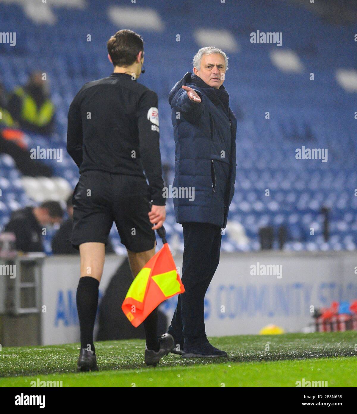 Amex Stadium, Brighton, 31st Jan 2021 Tottenham's Manager Jose Mourinho during their Premier League match against Brighton & Hove Albion Picture Credit : © Mark Pain / Alamy Live News Stock Photo