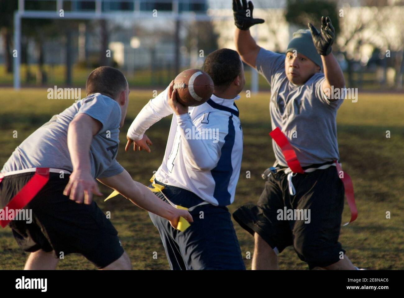 Misawa Soldiers Edge Sailors in Annual Flag Football Game Stock Photo