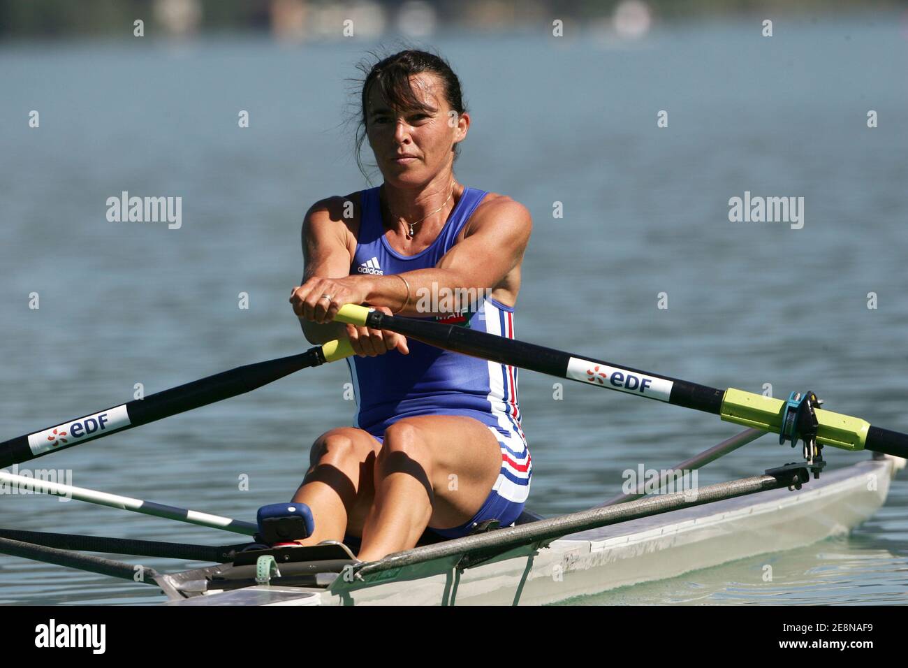 Member of the french rowing Rowing Benedicte Dorfman (1XW) during the training session in