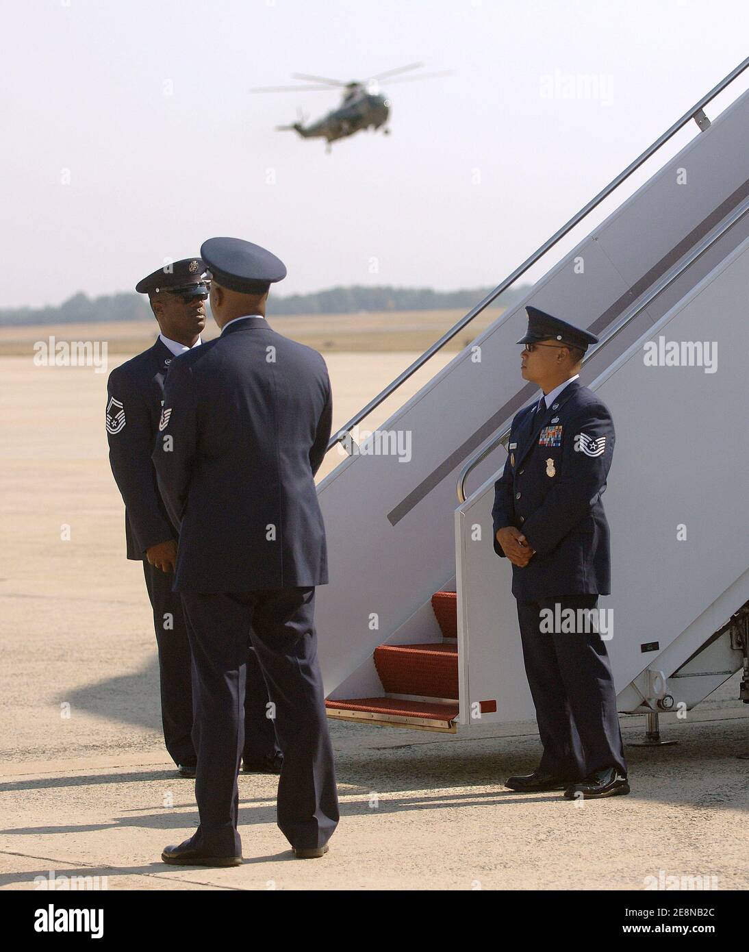 President W. Bush arrives at Andrew Air Force Base with his