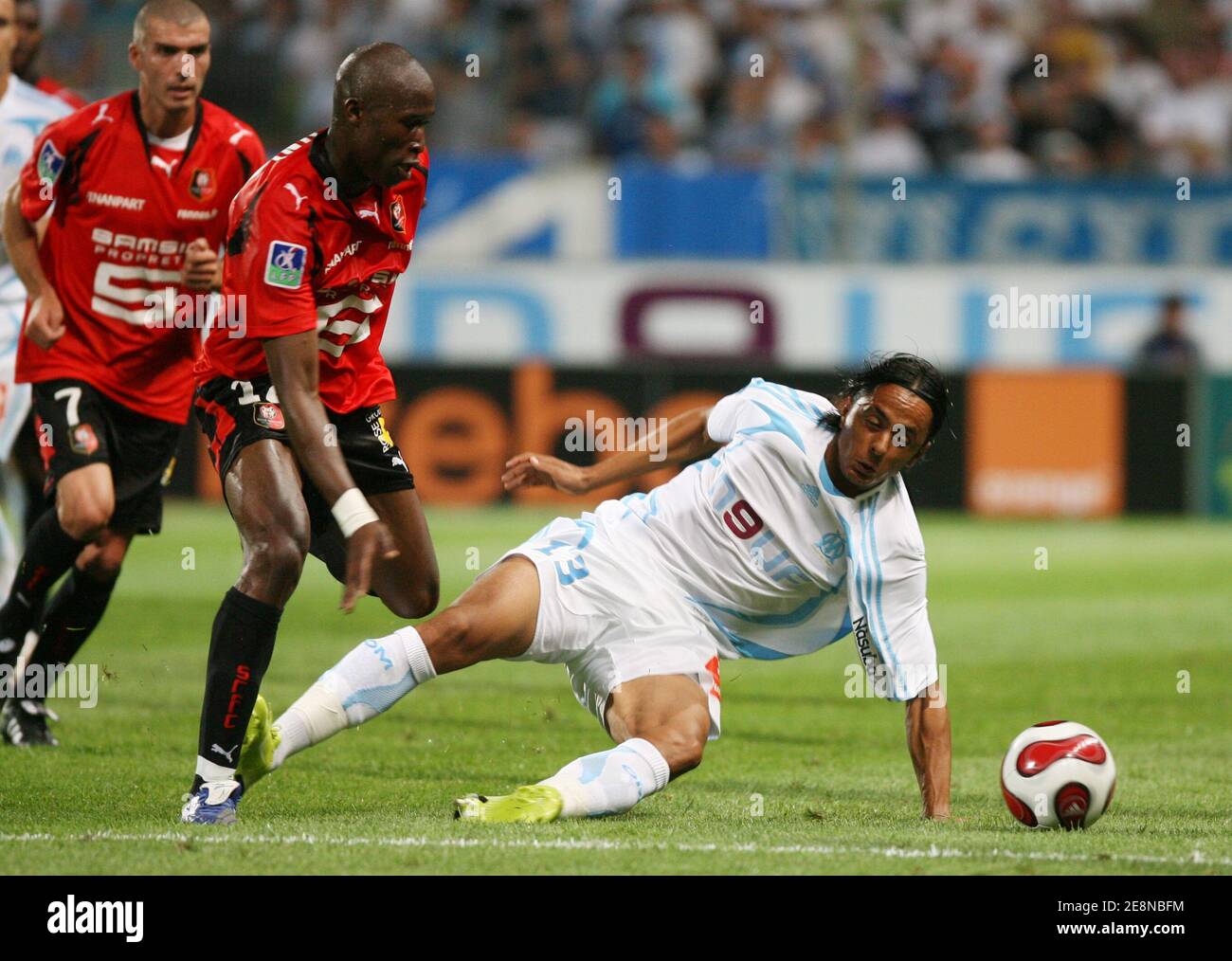 OM's Salim Arrache during the French Premier League football match, OM vs  Rennes at 'Le Velodrome' stadium in Marseille, France on August 11, 2007.  The match ended in a 0-0 draw. Photo