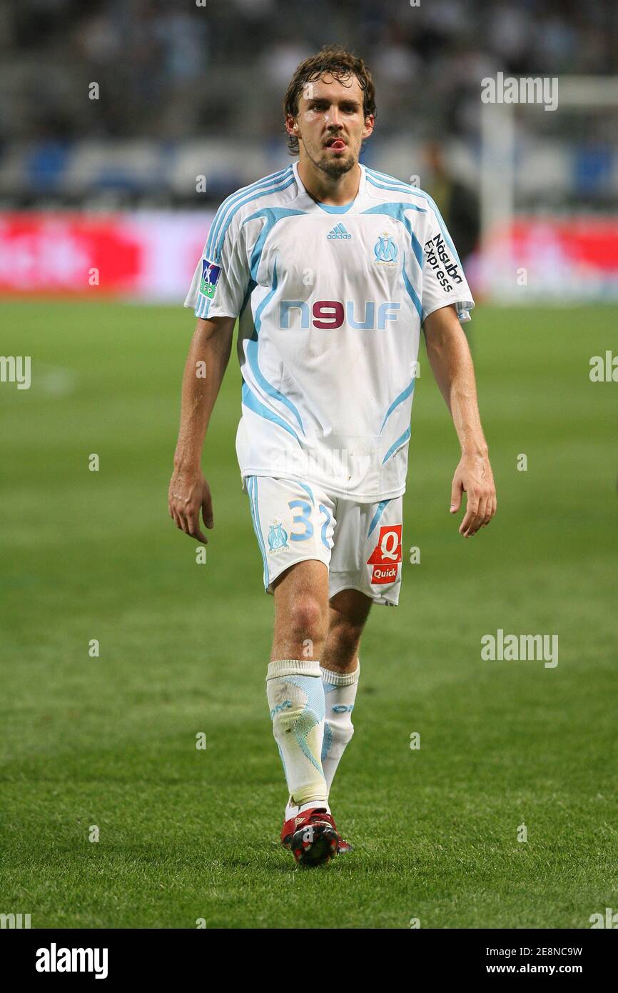 OM's Gael Givet-Viaros during the French Premier league, Olympique  Marseille vs Association Sportive Nancy-Lorraine at the Velodrome stadium  in Marseille, France, on August 19, 2007. The match ended in a 2-2 draw.
