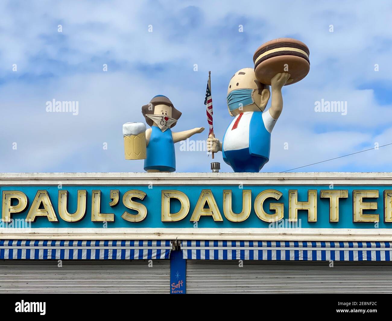 New York City October 17, 2020 Paul's Daughter Restaurant on the Coney Island Boardwalk with