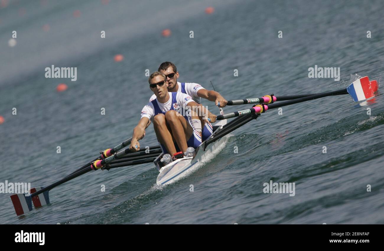 Members of the french rowing Jean Baptiste Macquet and Adrien Hardy ...