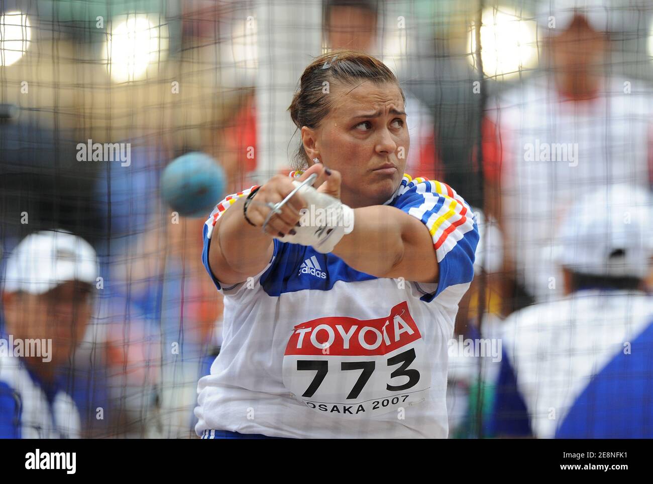 Romania's Mihaela Melinte competes on women's hammer throw during 11th